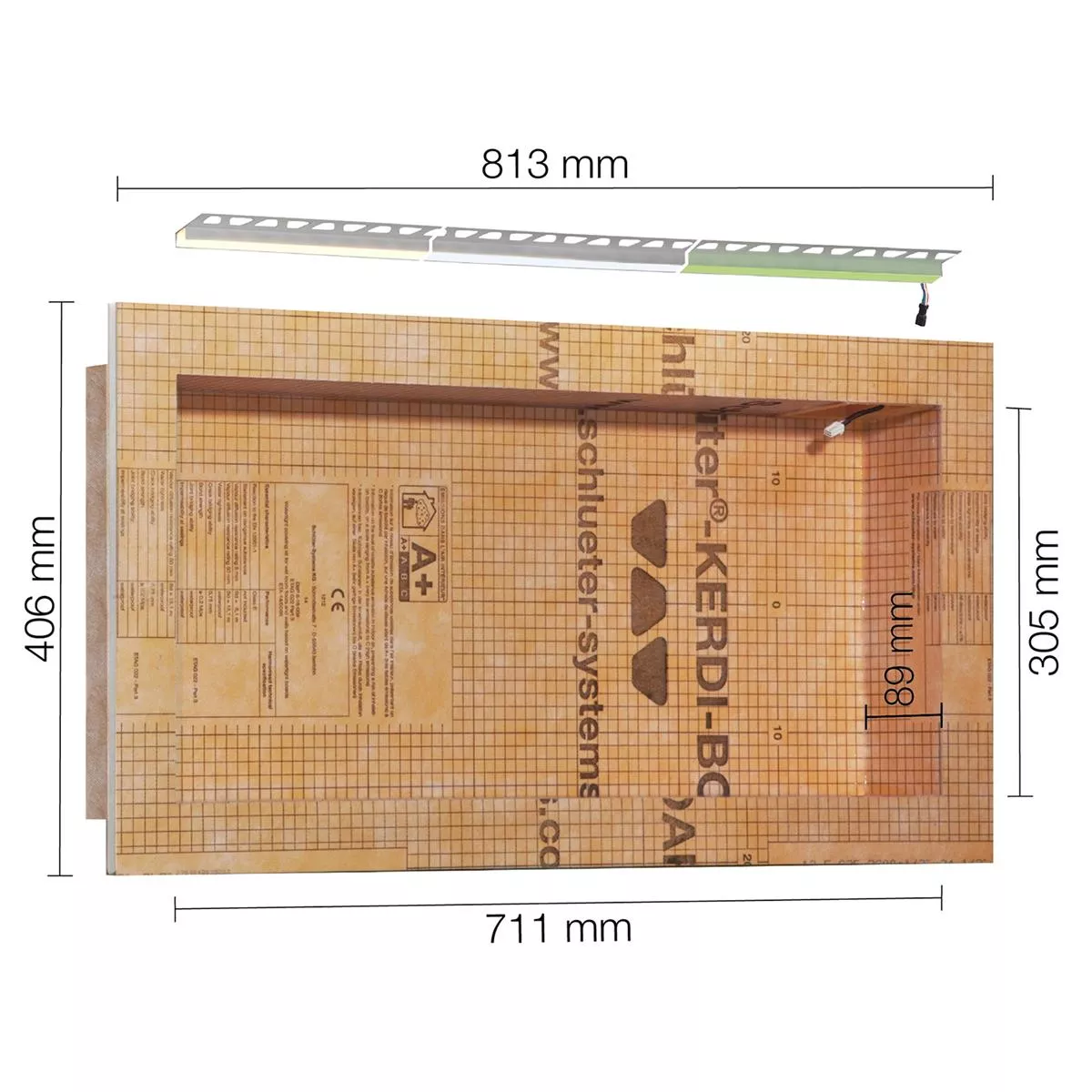 Schlüter Kerdi Board NLT nisjesett LED-belysning RGB 71,1x30,5x8,9 cm Schlüter Kerdi Board NLT nisjesett LED-belysning RGB 71,1x30,5x8,9 cm