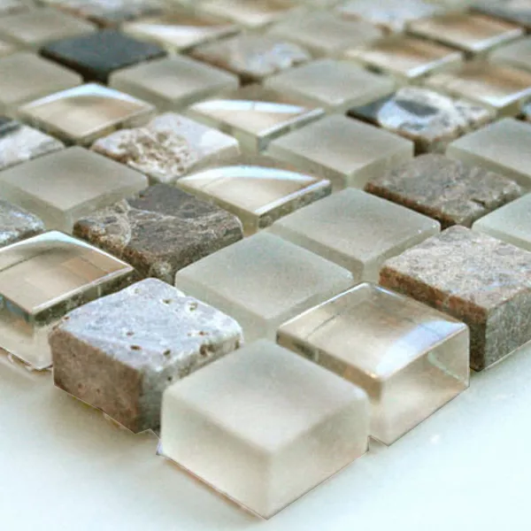 Mosaikkfliser Glass Marmor 15x15x8mm Beige Mix