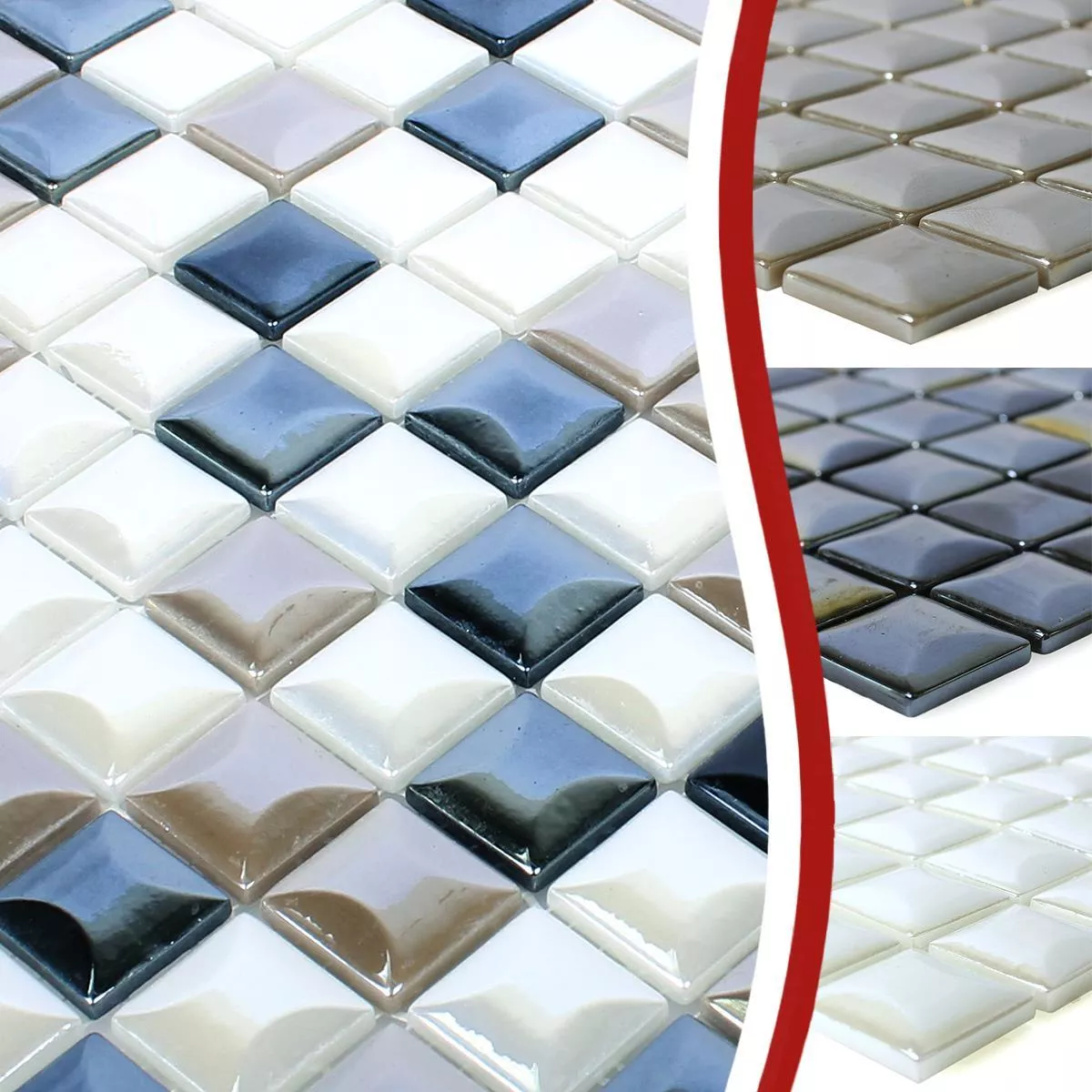 Mønster fra Glass Mosaikk Fliser Monrovia 3D Metallic