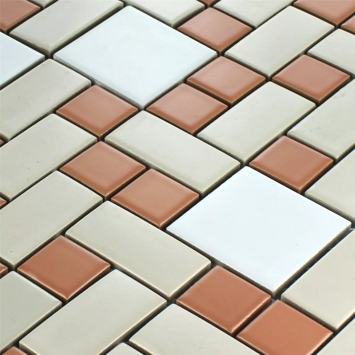 Mønster fra Mosaikkfliser Keramikk Hvit Beige Terrakotta Mix