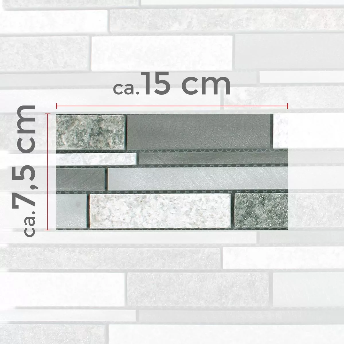 Mønster fra Mosaikkfliser Wolga Kvartsitt Aluminium Mix