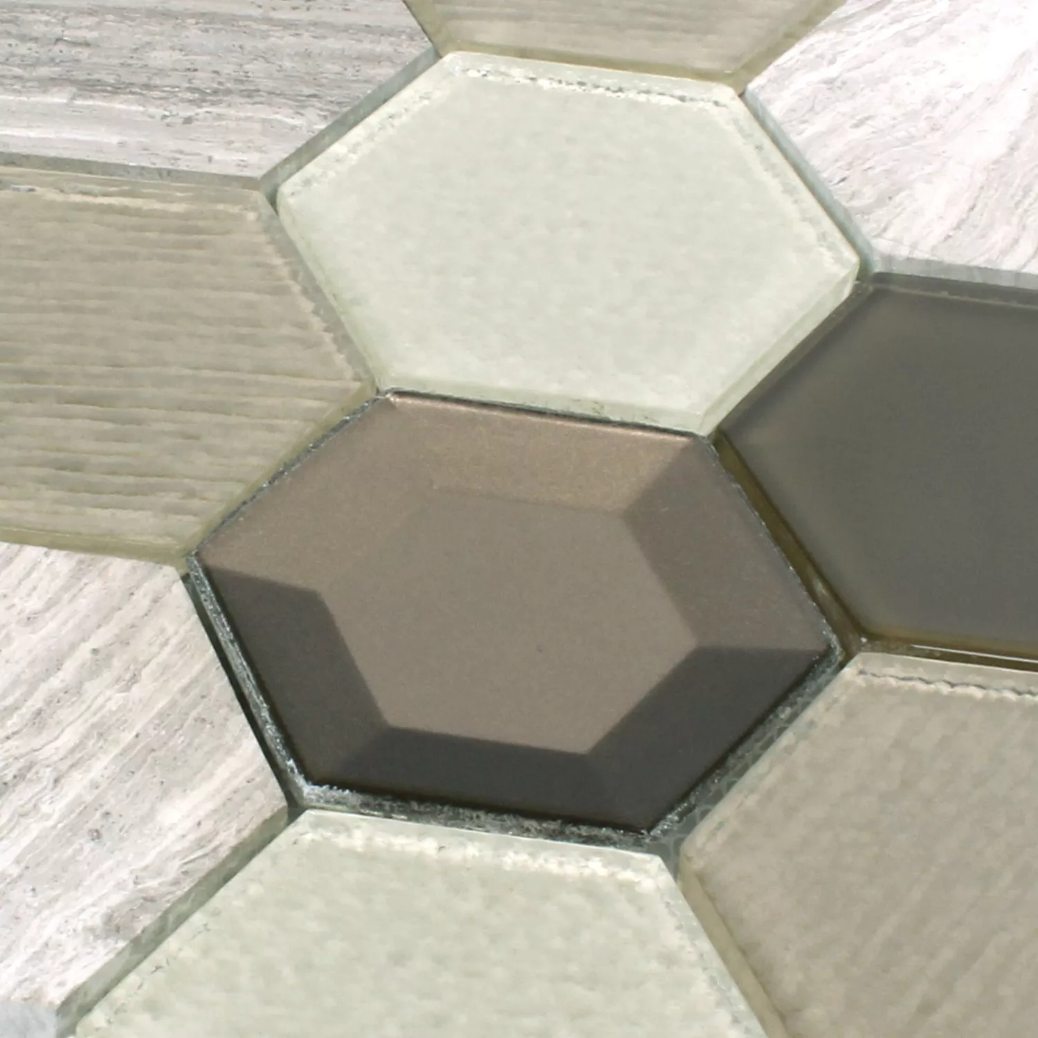 Mosaikkfliser Concrete Glass Naturstein 3D Beige