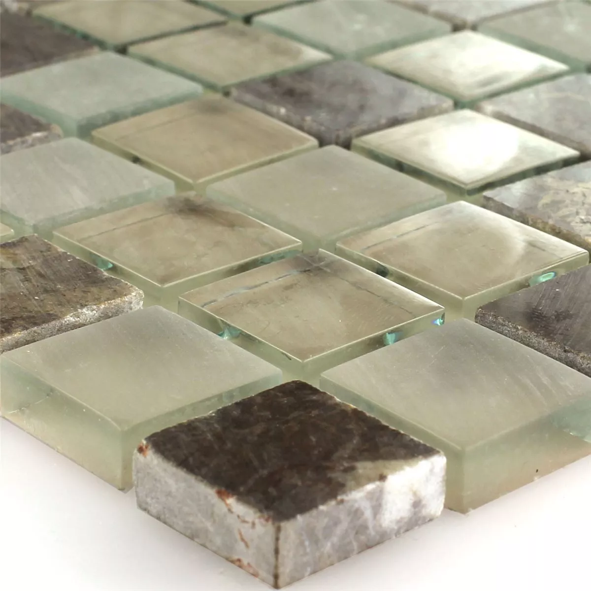 Mosaikkfliser Glass Marmor Quebeck Brun 23x23x8mm