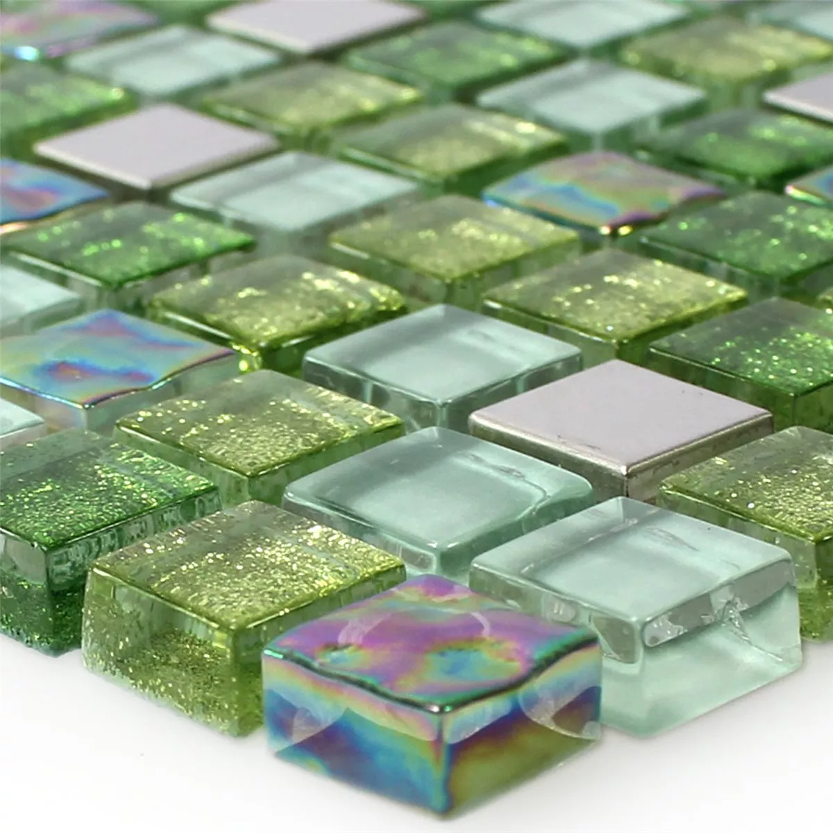 Mosaikkfliser Glass Rustfritt Stål Grønn Mix Mosaikkfliser Glass Rustfritt Stål Grønn Mix