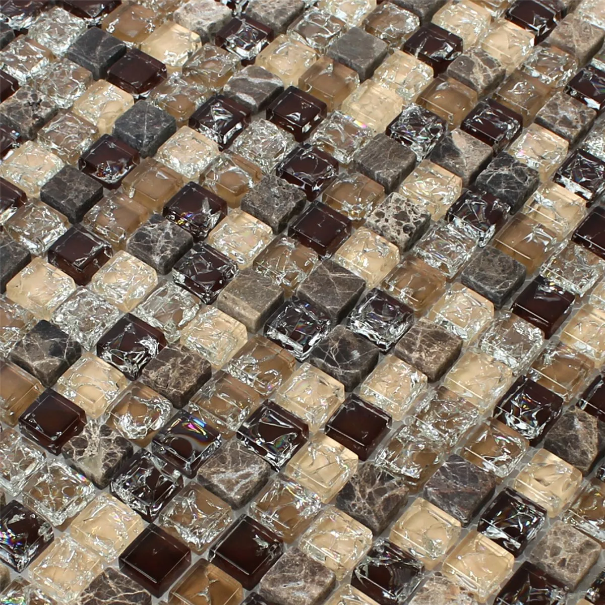 Glass Mosaikk Fliser Naturstein Knust Glass Dark Emperador