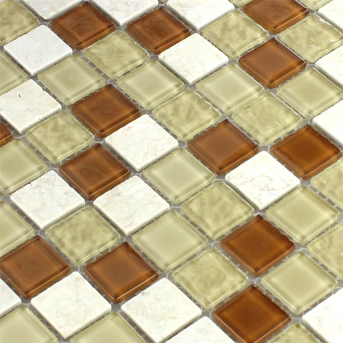 Mosaikkfliser Glass Marmor Beige 25x25x4mm