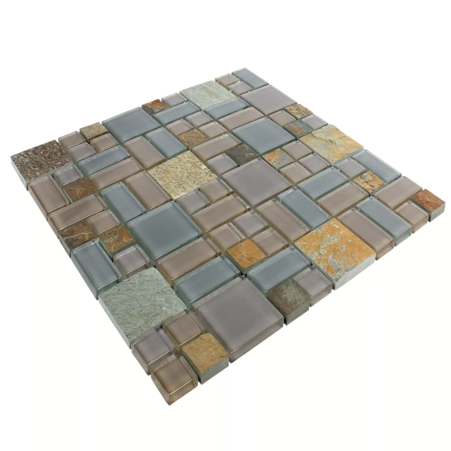 Mosaikkfliser Apollo Naturstein Glassblanding Brun