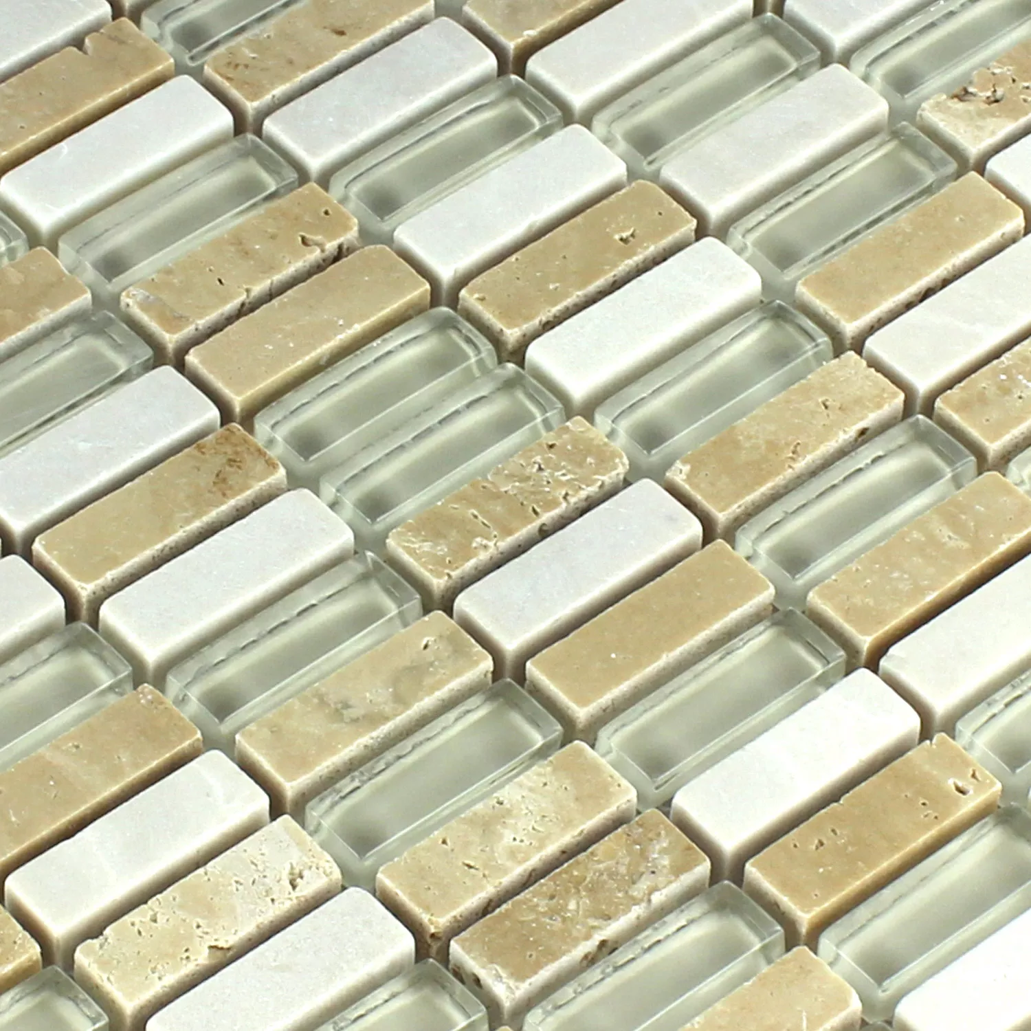 Mosaikkfliser Glass Marmor Beige Mix 10x30x8mm