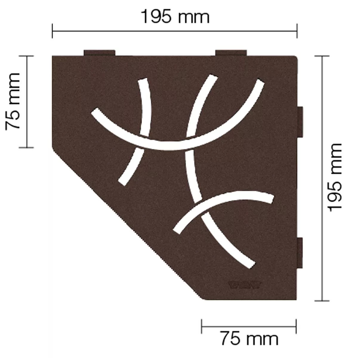 Vegghylle dusjhylle Schlüter 5-hjørnet 19,5x19,5cm Curve