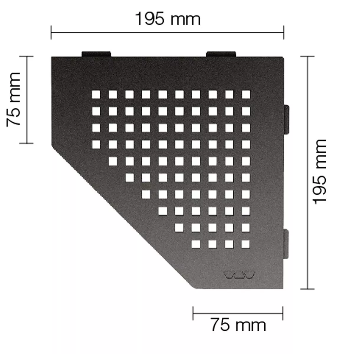 Vegghylle dusjhylle Schlüter 5eck 19,5x19,5cm firkantet antrasitt