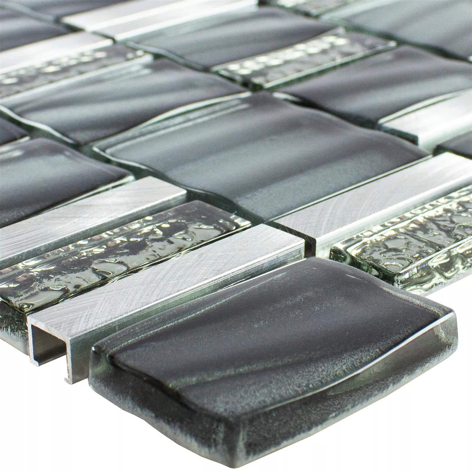Glass Metall Mosaikkfliser Union Grå Sølv Glass Metall Mosaikkfliser Union Grå Sølv