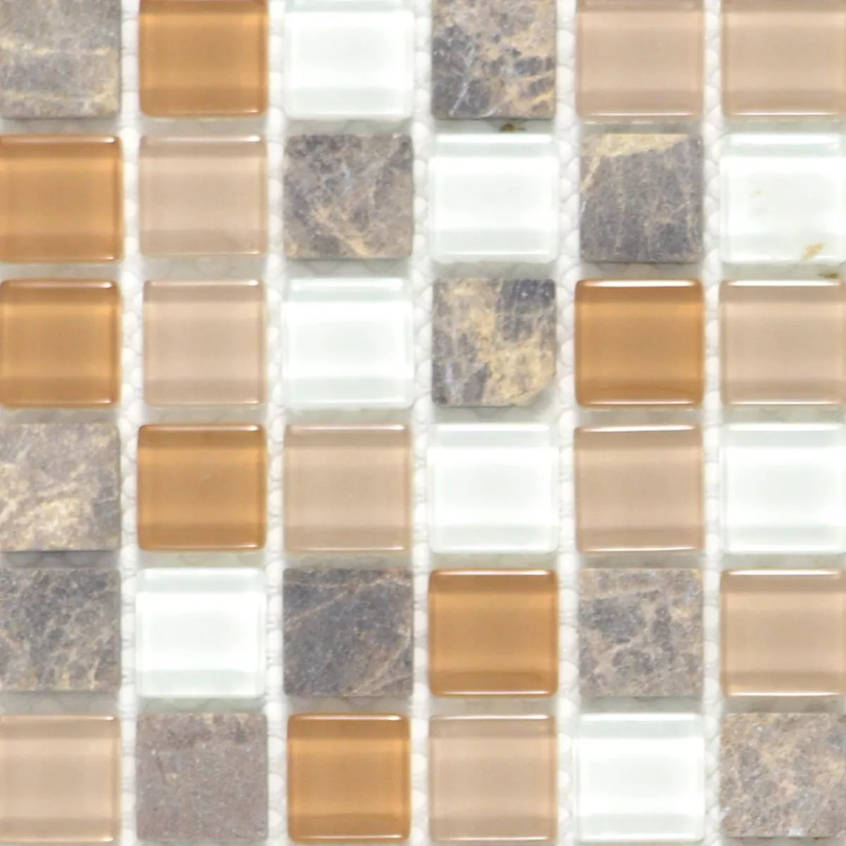 Mønster fra Glass Naturstein Mosaikkfliser Zekova Beige Brun Hvit