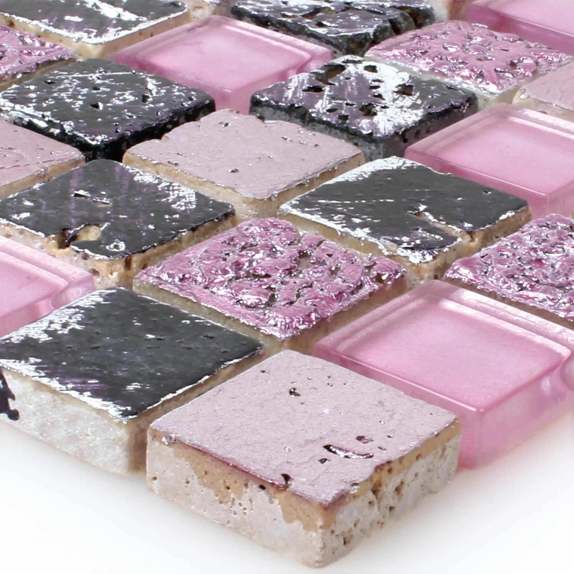 Mosaikkfliser Glass Harpiks Naturstein Rosa Mix