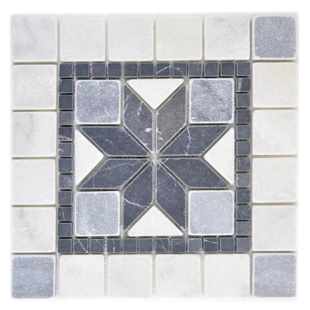 Naturstein Rosone Lizard Svart Hvit Grå 30x30cm Naturstein Rosone Lizard Svart Hvit Grå 30x30cm