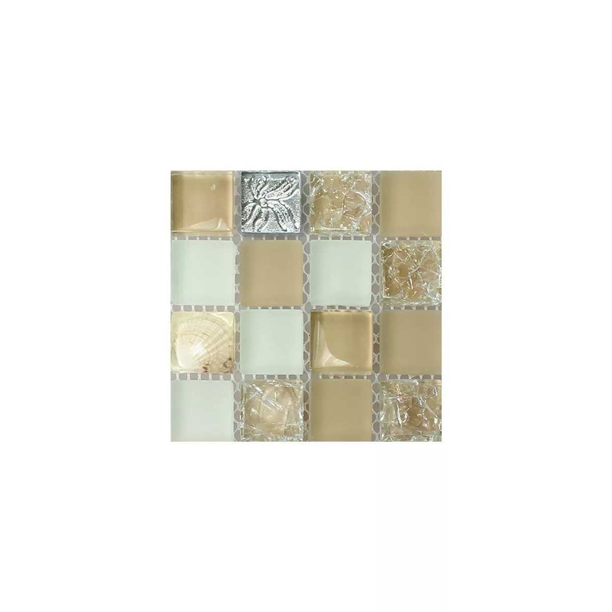 Mønster fra Glass Skall Mosaikkfliser Byron Beige Mix