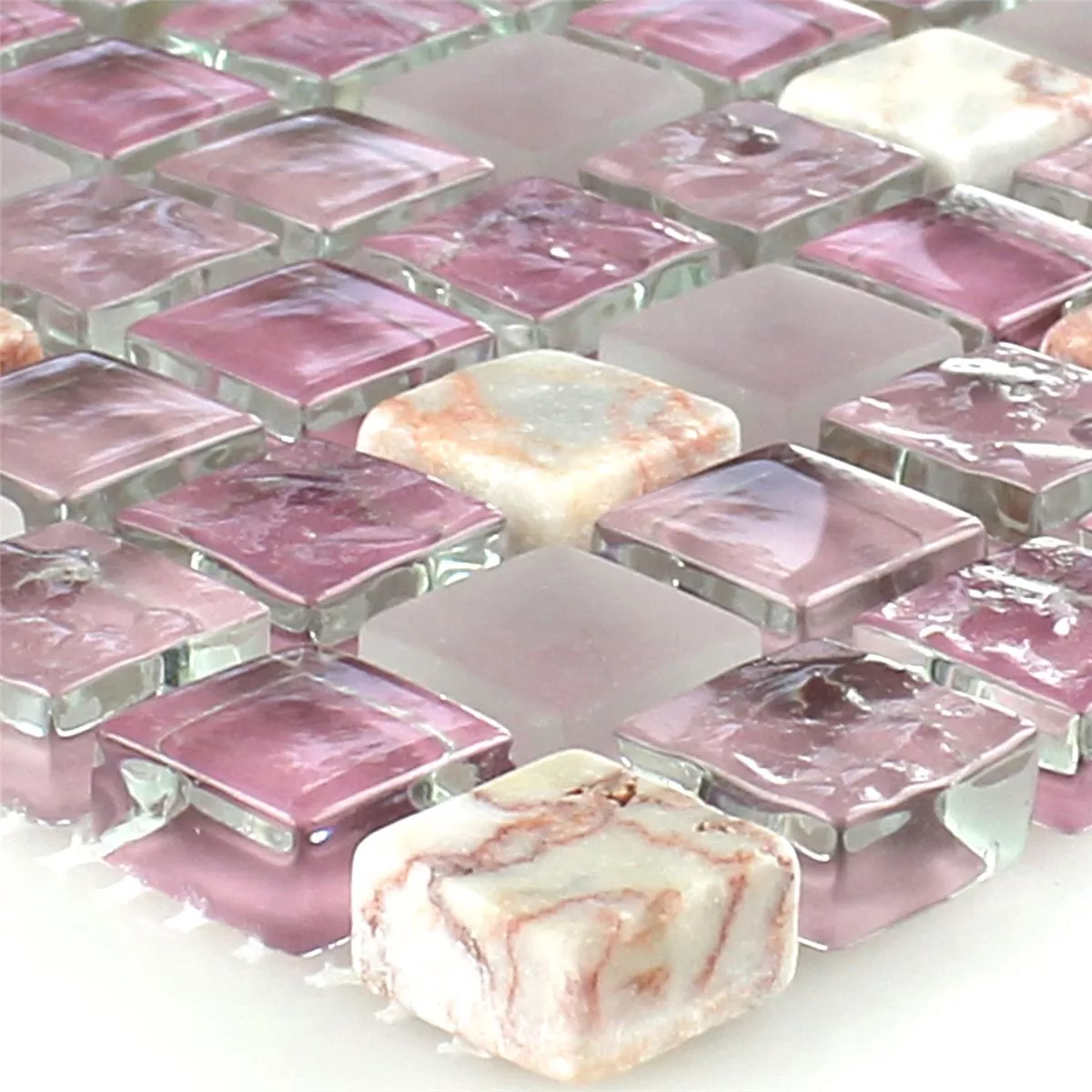 Mønster fra Mosaikkfliser Glass Marmor Rosa Mix 