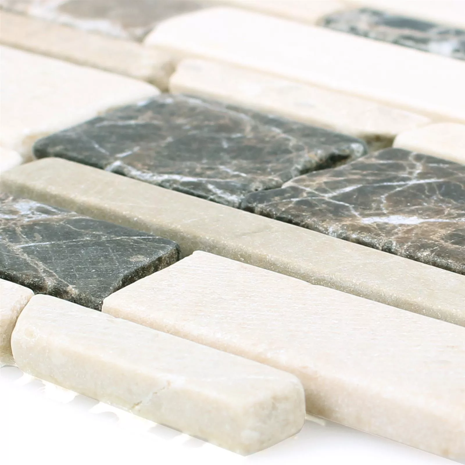 Mosaikkfliser Marmor Havel Brick Castanao Biancone