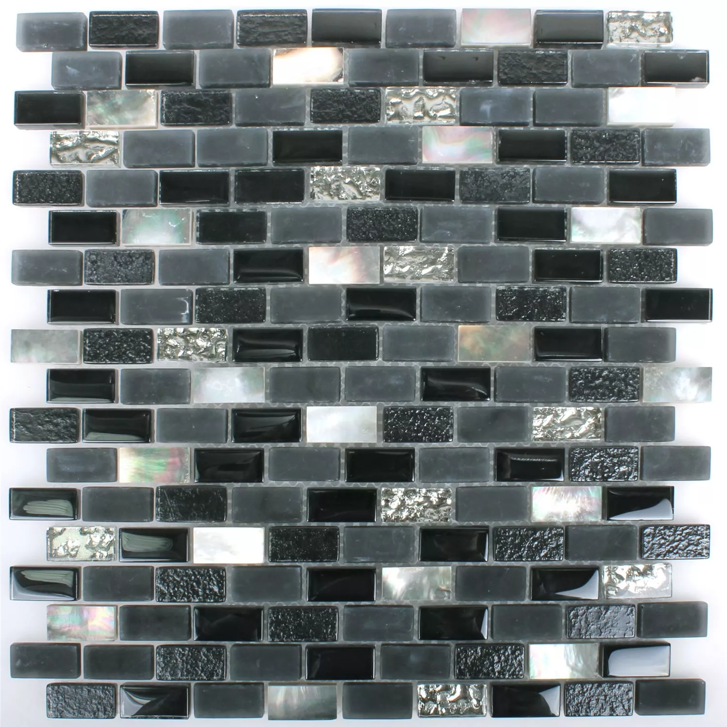 Mosaikkfliser Gondomar Glass Skall Mix Svart