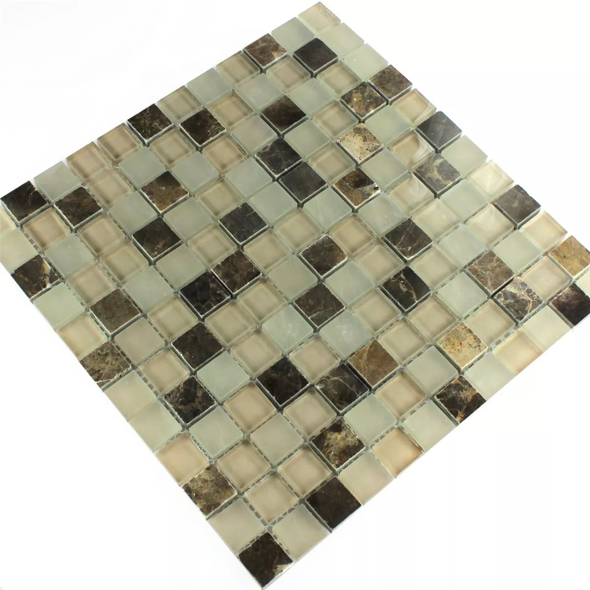 Mosaikkfliser Glass Marmor Quebeck Brun 23x23x8mm