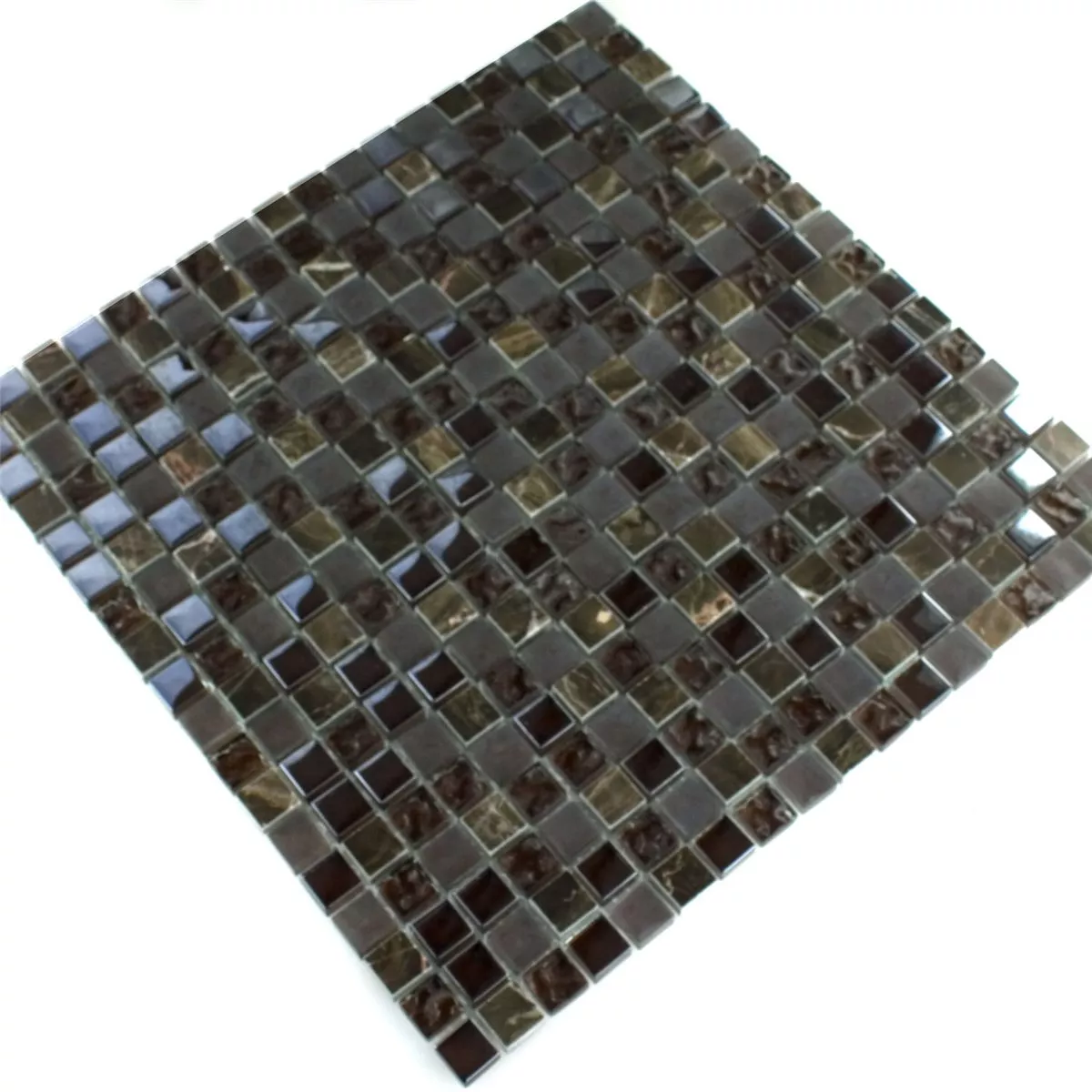 Mosaikkfliser Glass Marmor Mix Sintra Brun 15x15x8mm