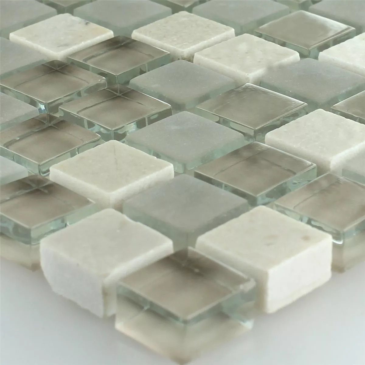 Mosaikkfliser Glass Marmor Barbuda Krem 15x15x8mm