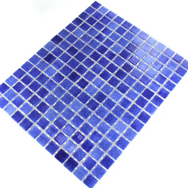 Glass Svømmebasseng Mosaikk 25x25x4mm Mørke Blå Mix