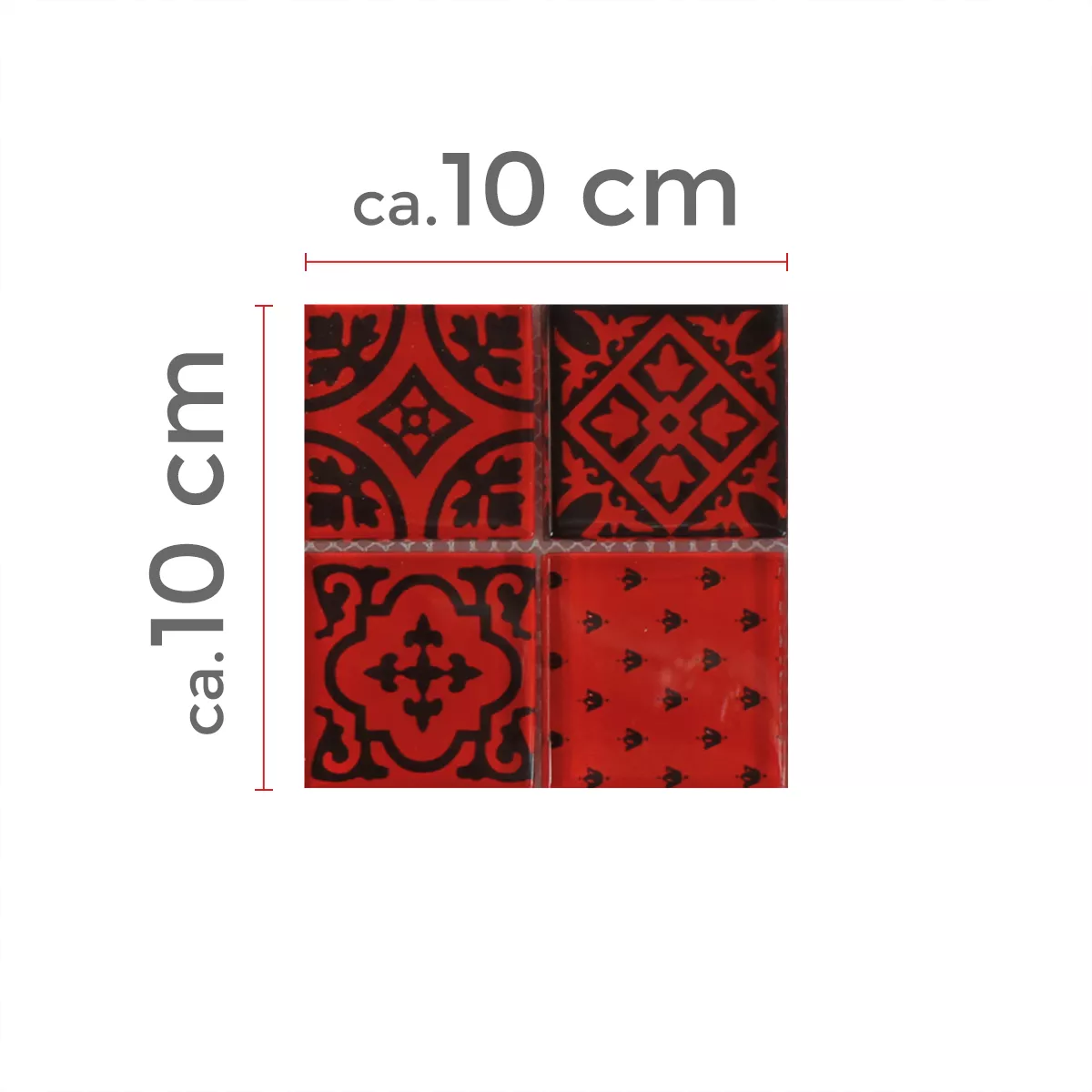 Mønster fra Mosaikkfliser Glass Barock Ornament Rød