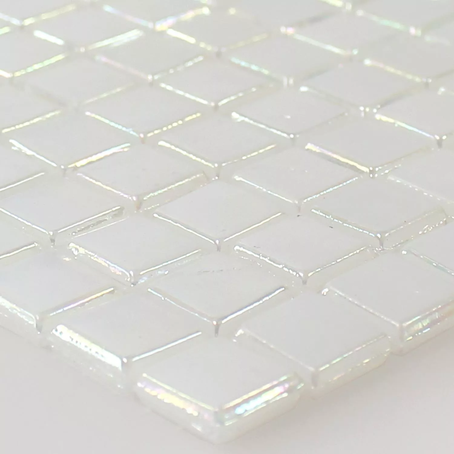 Glass Mosaikk Fliser Perlemor Effekt Hvit Beige