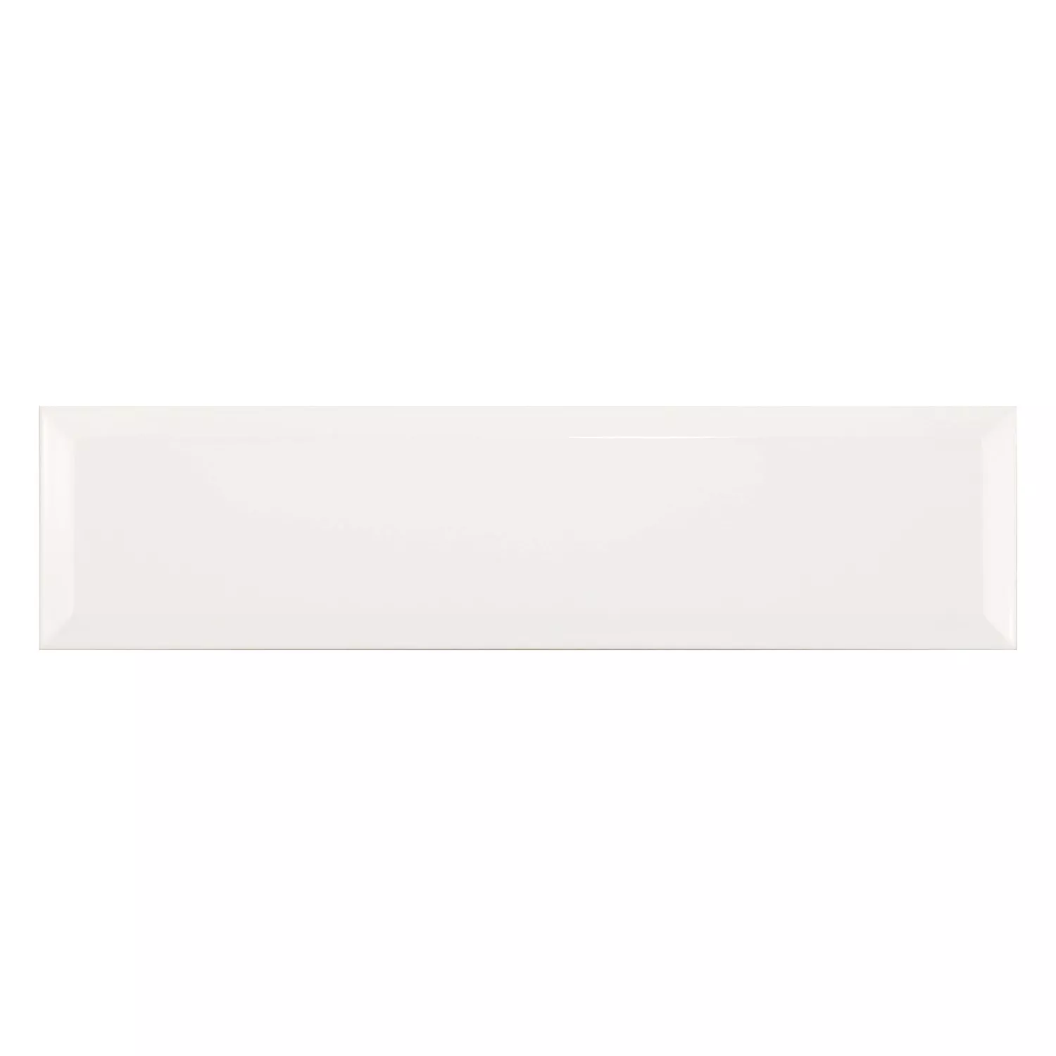 Metro flis Hvit Glitrende 7,5x30 cm Fasett Freiberg Blanco