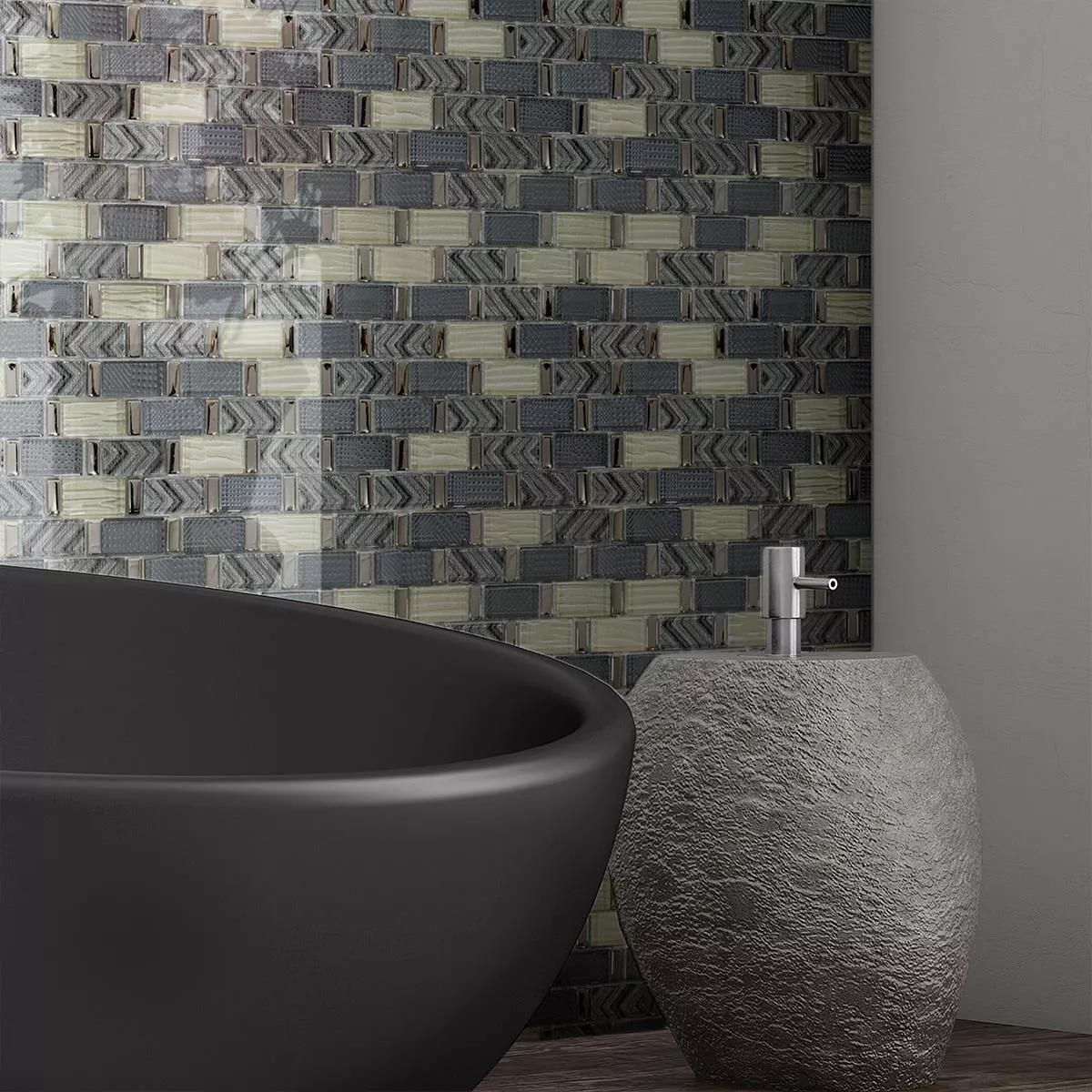 Mønster fra Glass Mosaikk Fliser Buenos Aires Grå Beige Mix