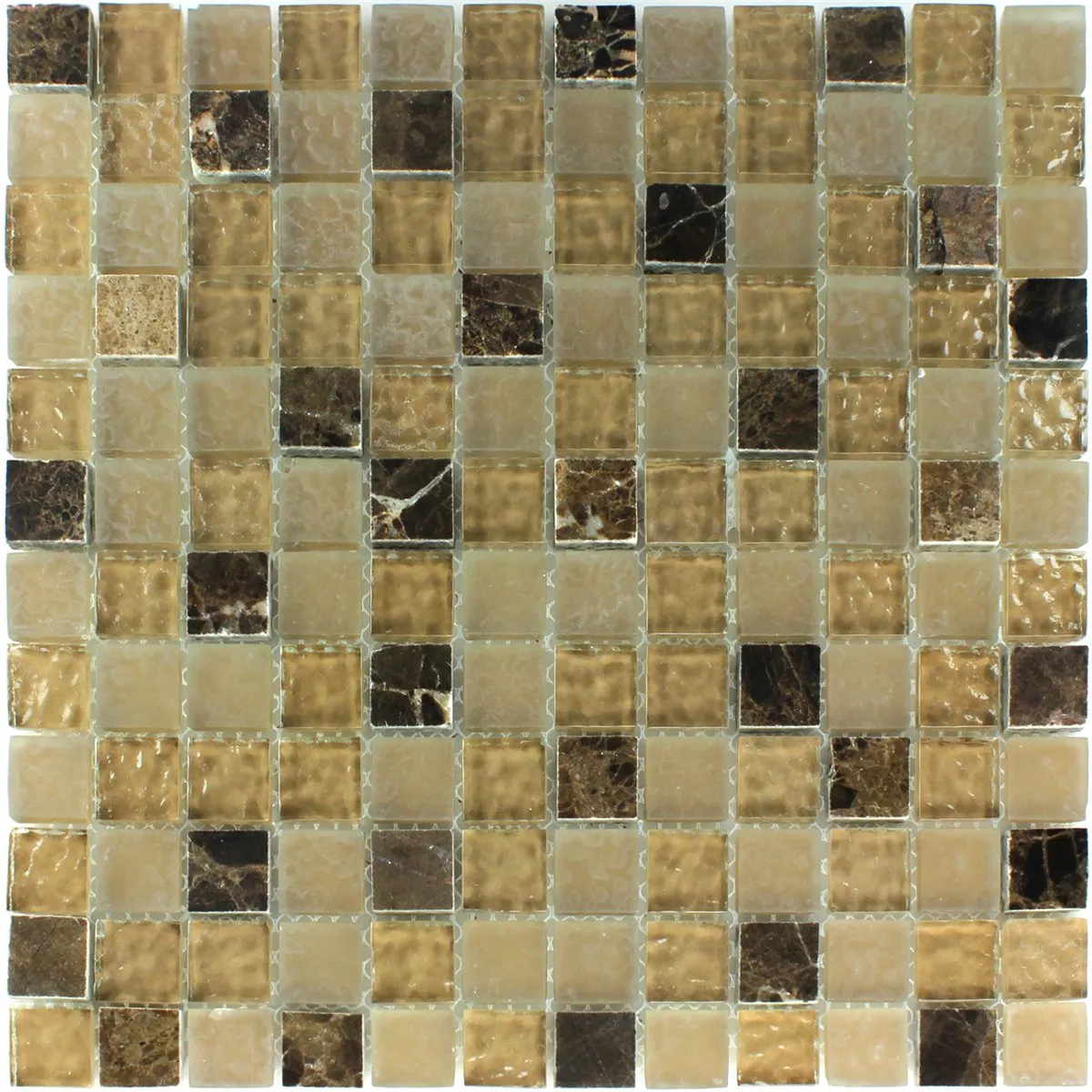 Mosaikkfliser Glass Marmor Beige Brun Riflet