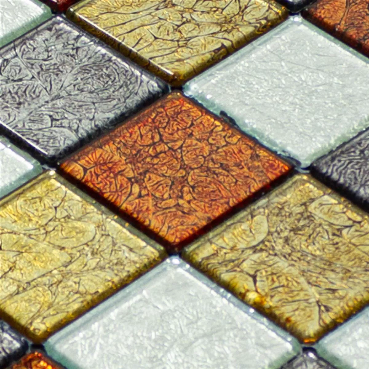 Glass Mosaikk Fliser Curlew Rød Brun Sølv Q48 4mm 