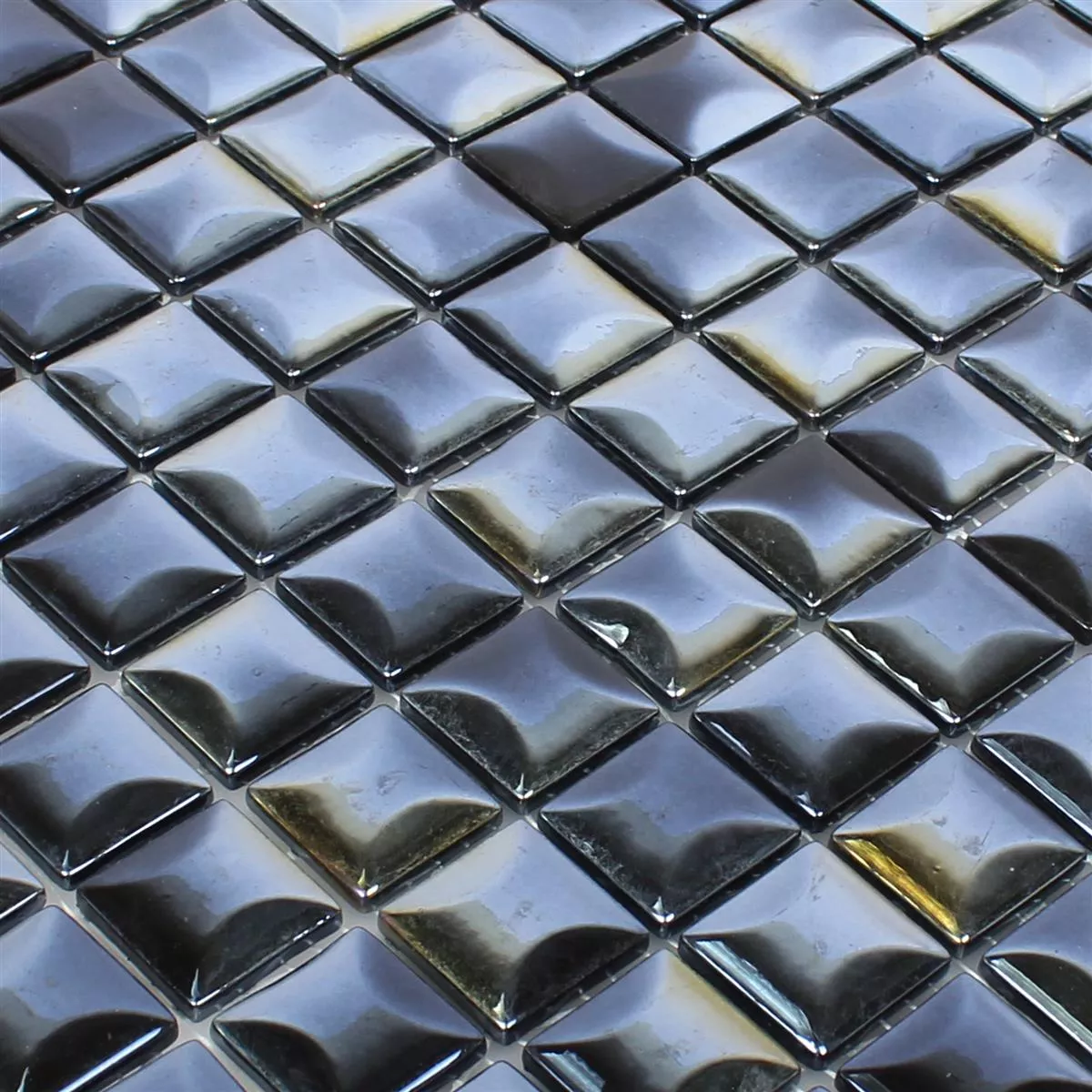 Mønster fra Glass Mosaikk Fliser Monrovia Svart 3D Metallic