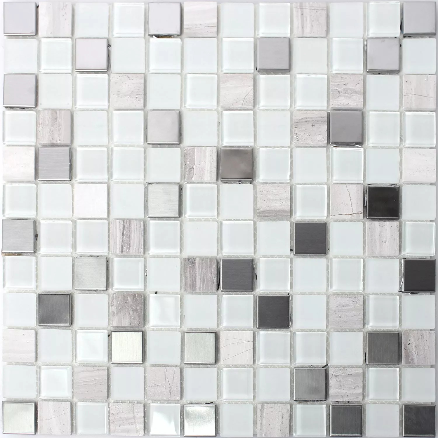 Selvklebende Metall Stein Mosaikkfliser Glass Hvit