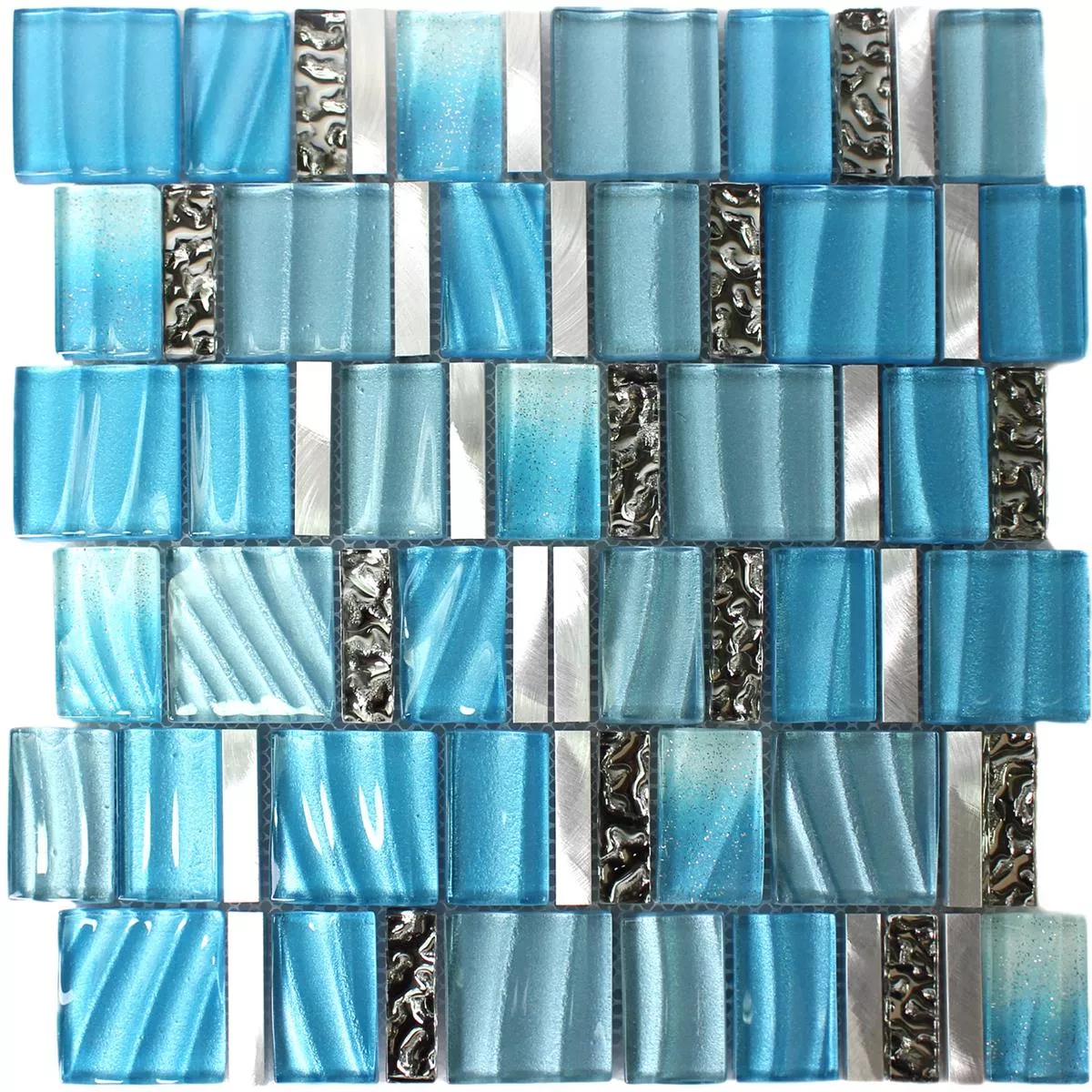 Mosaikkfliser Glass Aluminium Blå Sølv Mix