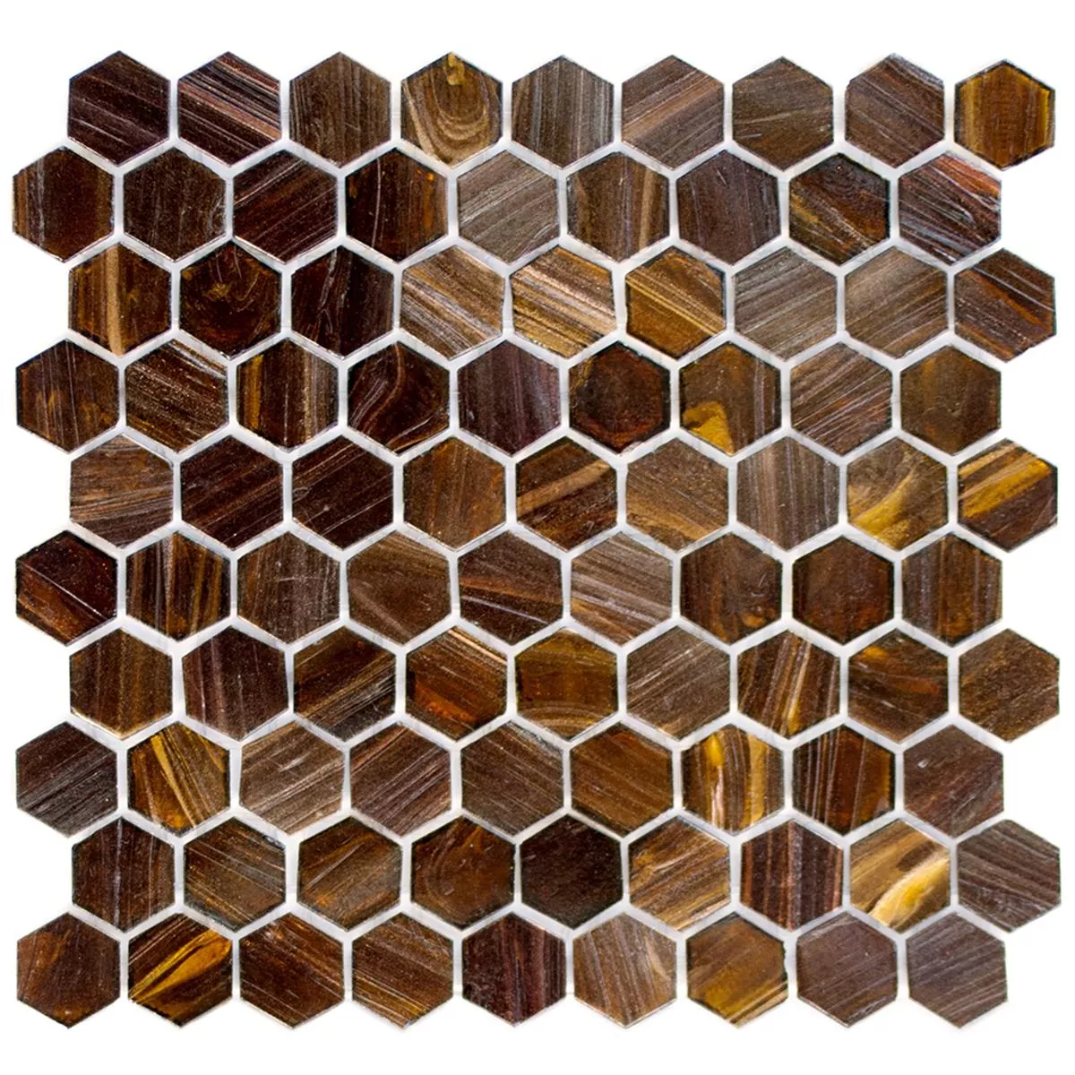 Glass Mosaikk Fliser Trend-Vi Hexagonal 270 Mørkebrun