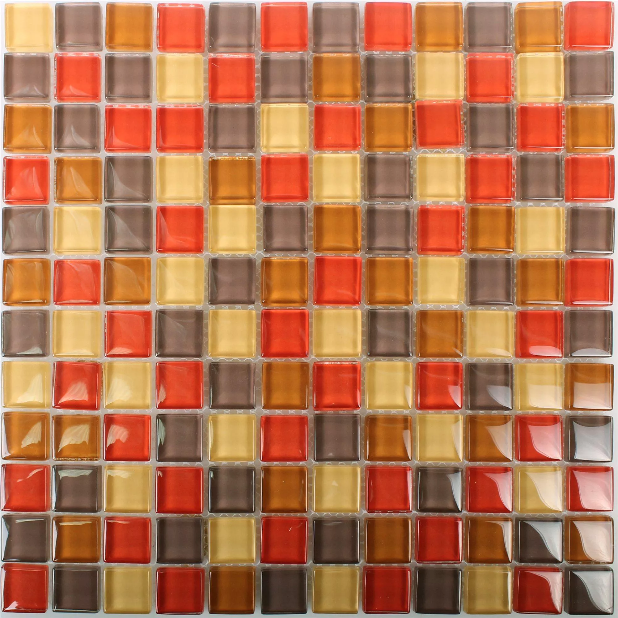 Glass Mosaikk Fliser 23x23x8mm Rød Mix