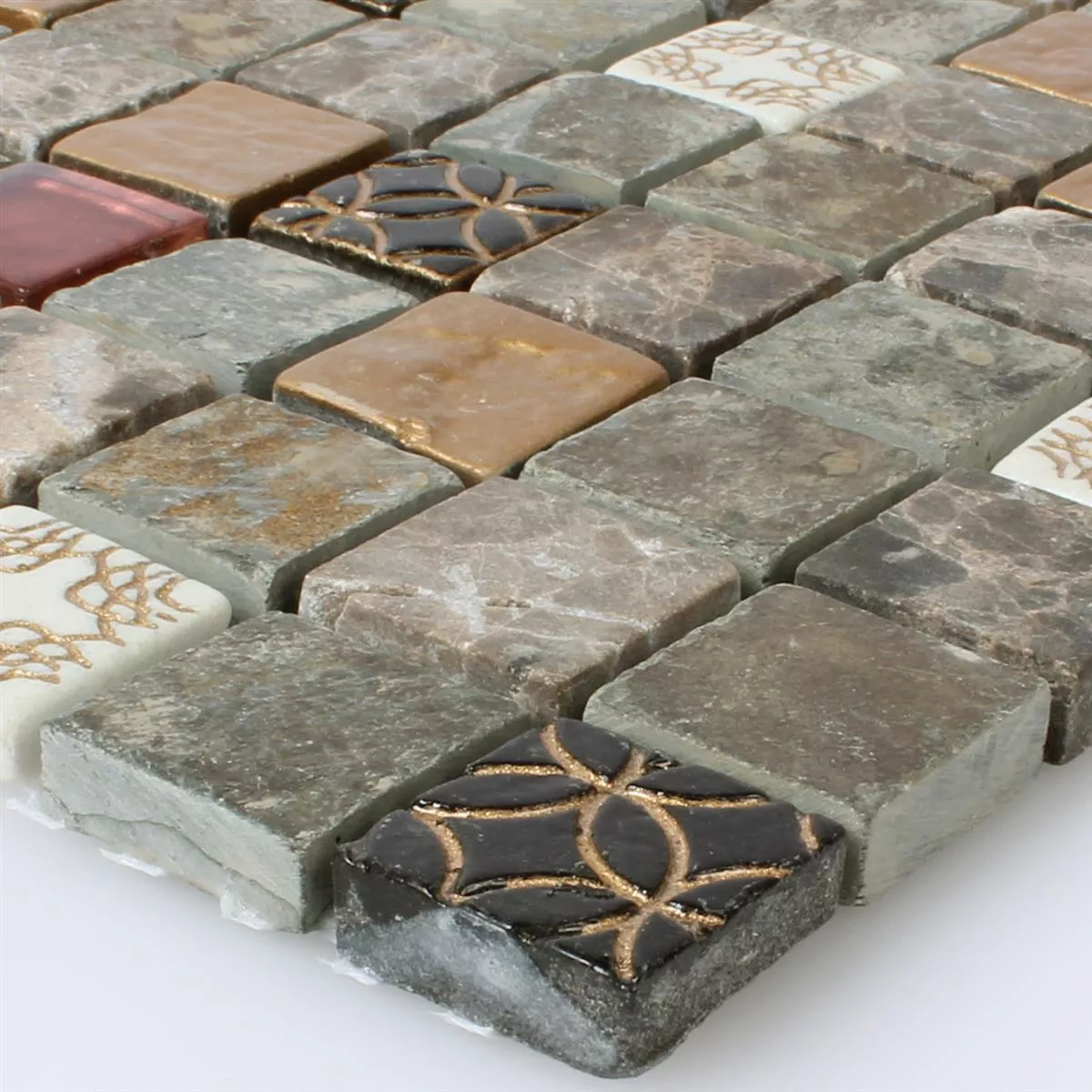 Mønster Mosaikkfliser Glass Naturstein Mix 23x23x8mm