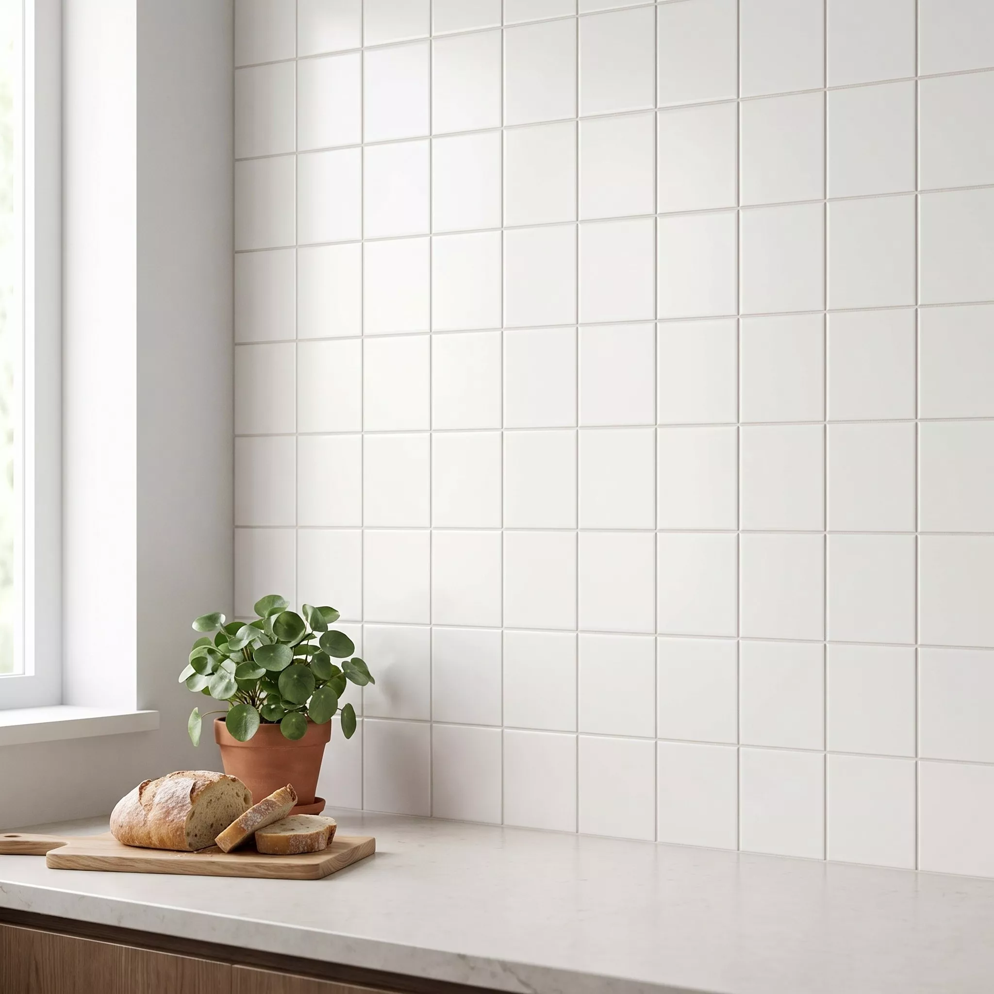 Metro flis Hvit Frostet 10x10 cm Uten Fasett Freyburg Blanco