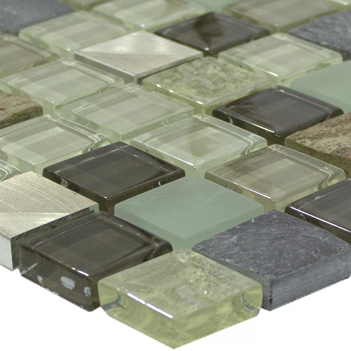 Glass Naturstein Aluminium Mosaikkfliser Konoha Beige Brun