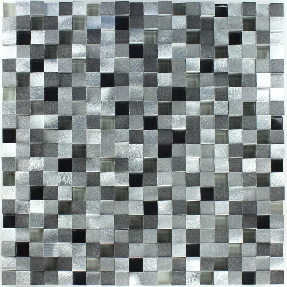 Mønster fra Mosaikkfliser Aluminium Glass D Design Black Mix