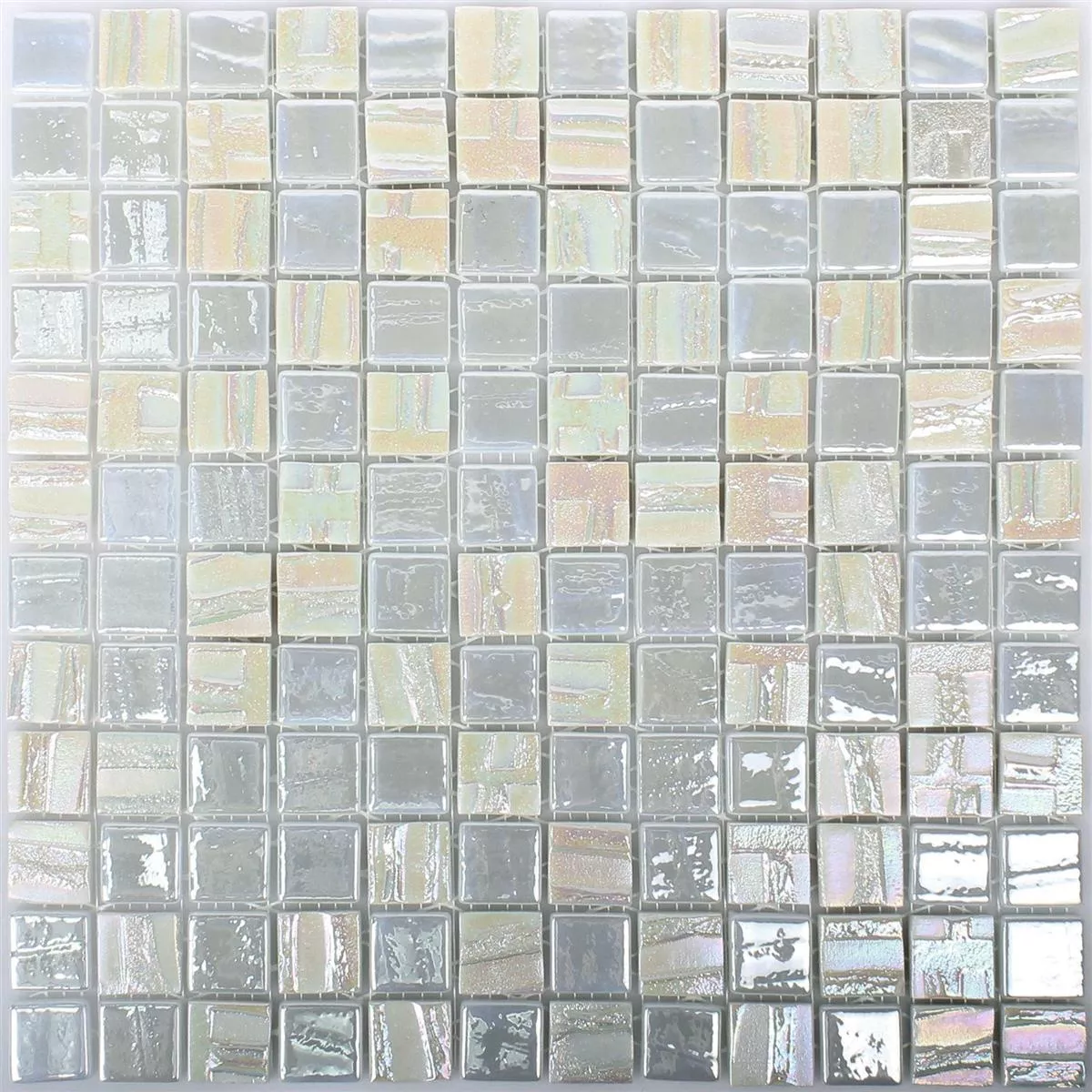 Mønster fra Glass Mosaikk Fliser Presley Hvit Metallic