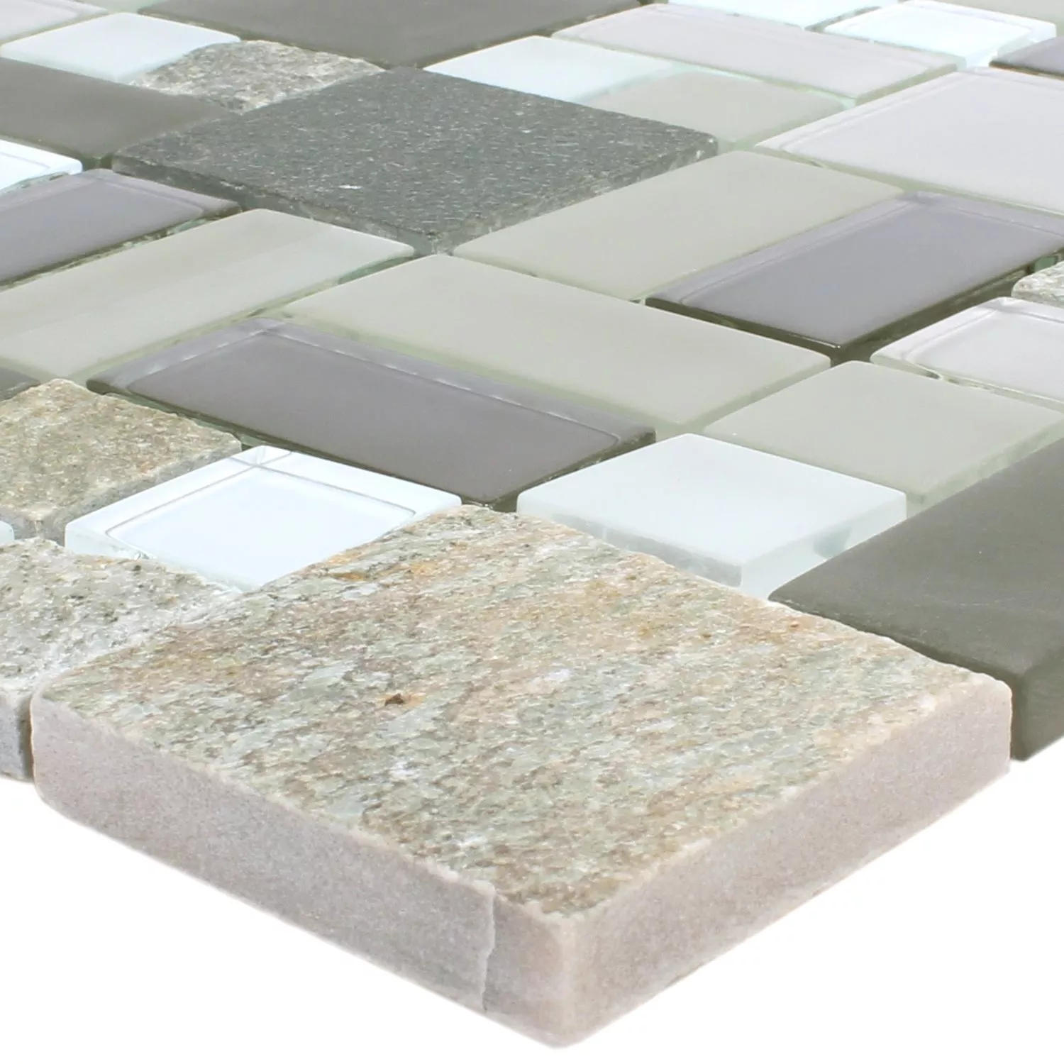 Mosaikkfliser Apollo Naturstein Glassblanding Brun Hvit