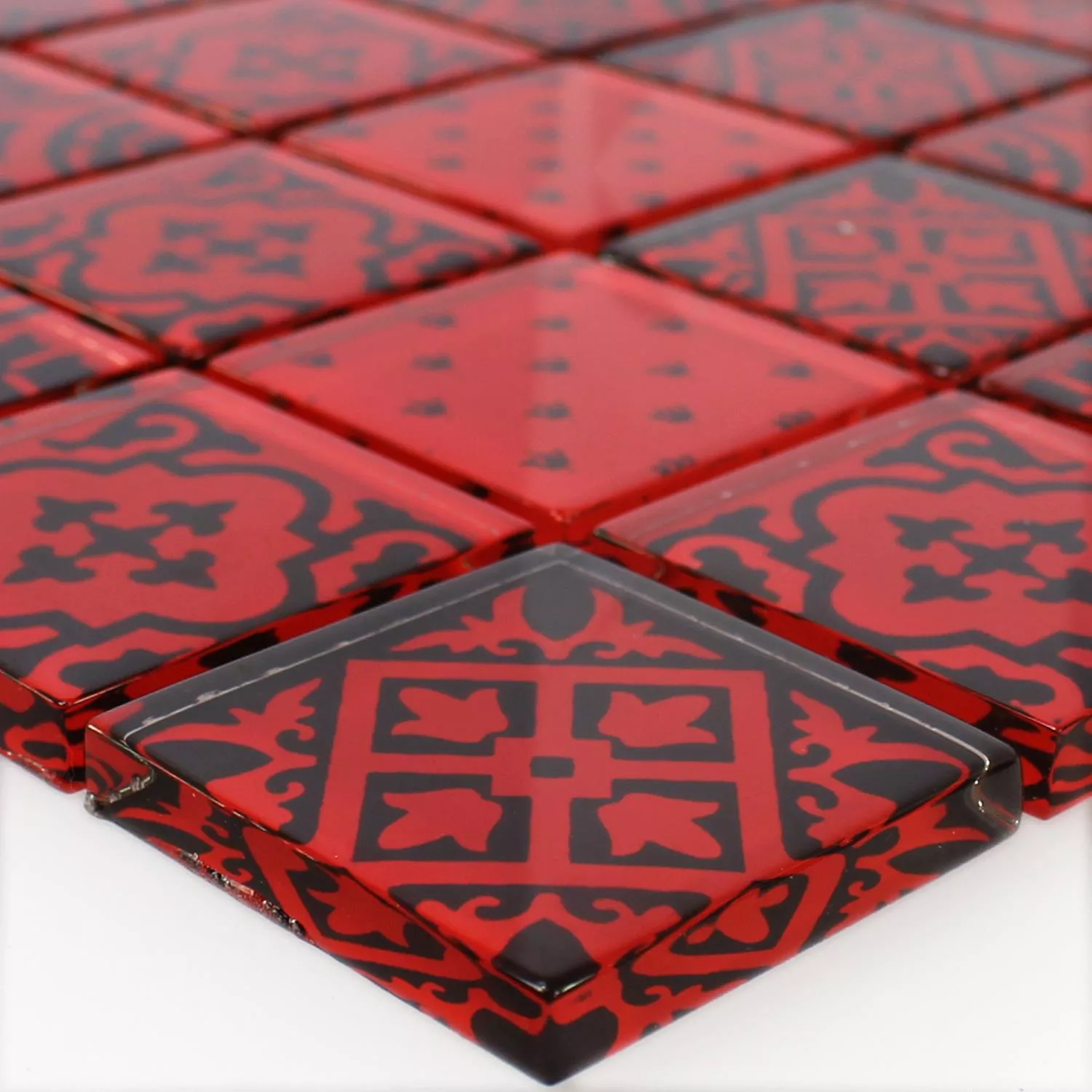 Mosaikkfliser Glass Barock Ornament Rød
