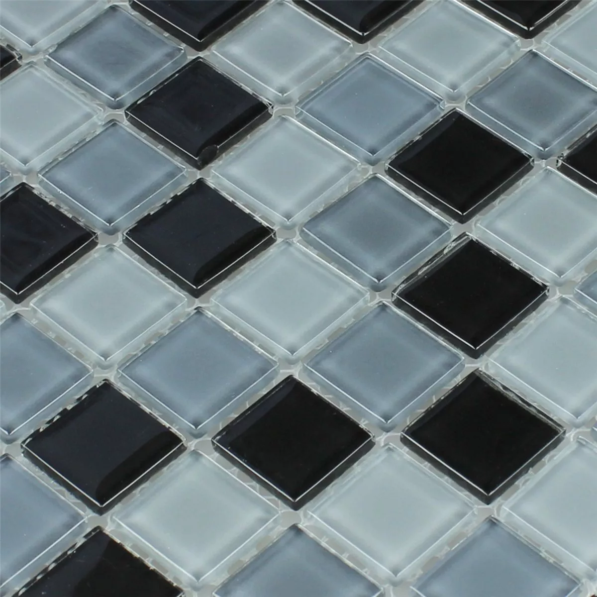 Glass Mosaikk Fliser Svart Mix 25x25x4mm