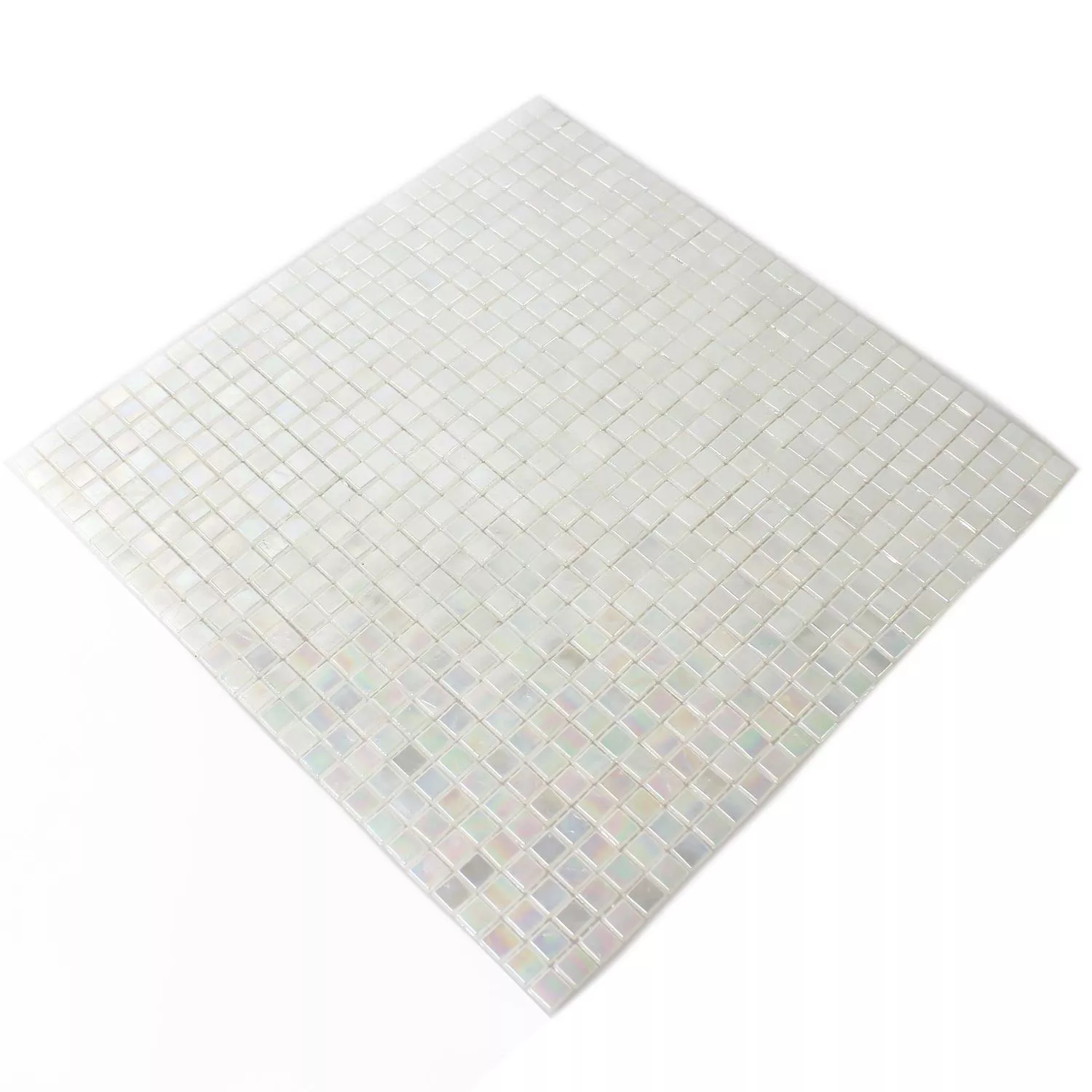 Glass Mosaikk Fliser Perlemor Effekt Hvit Beige