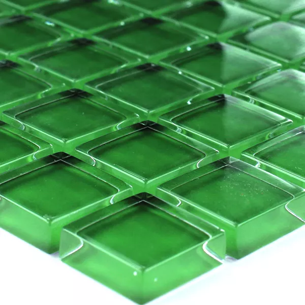 Glass Mosaikk 23x23x8mm Grønn Uni
