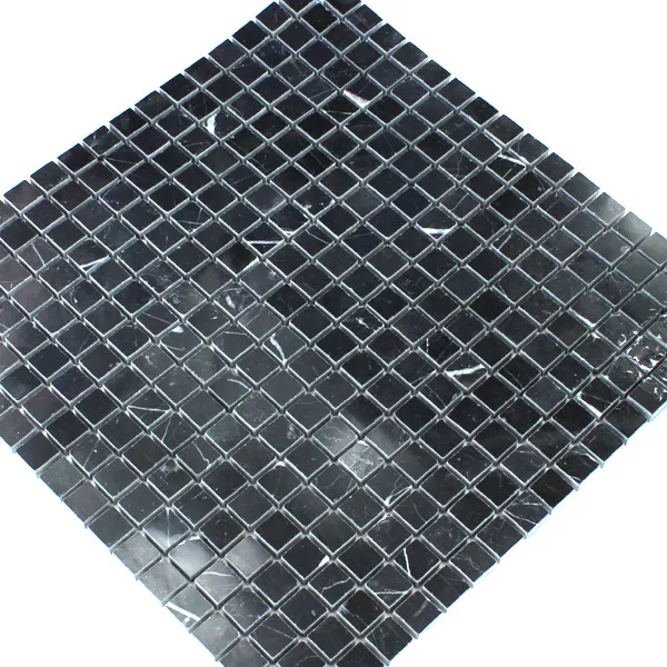 Mosaikkfliser Marmor 15x15x8mm Svart Polert