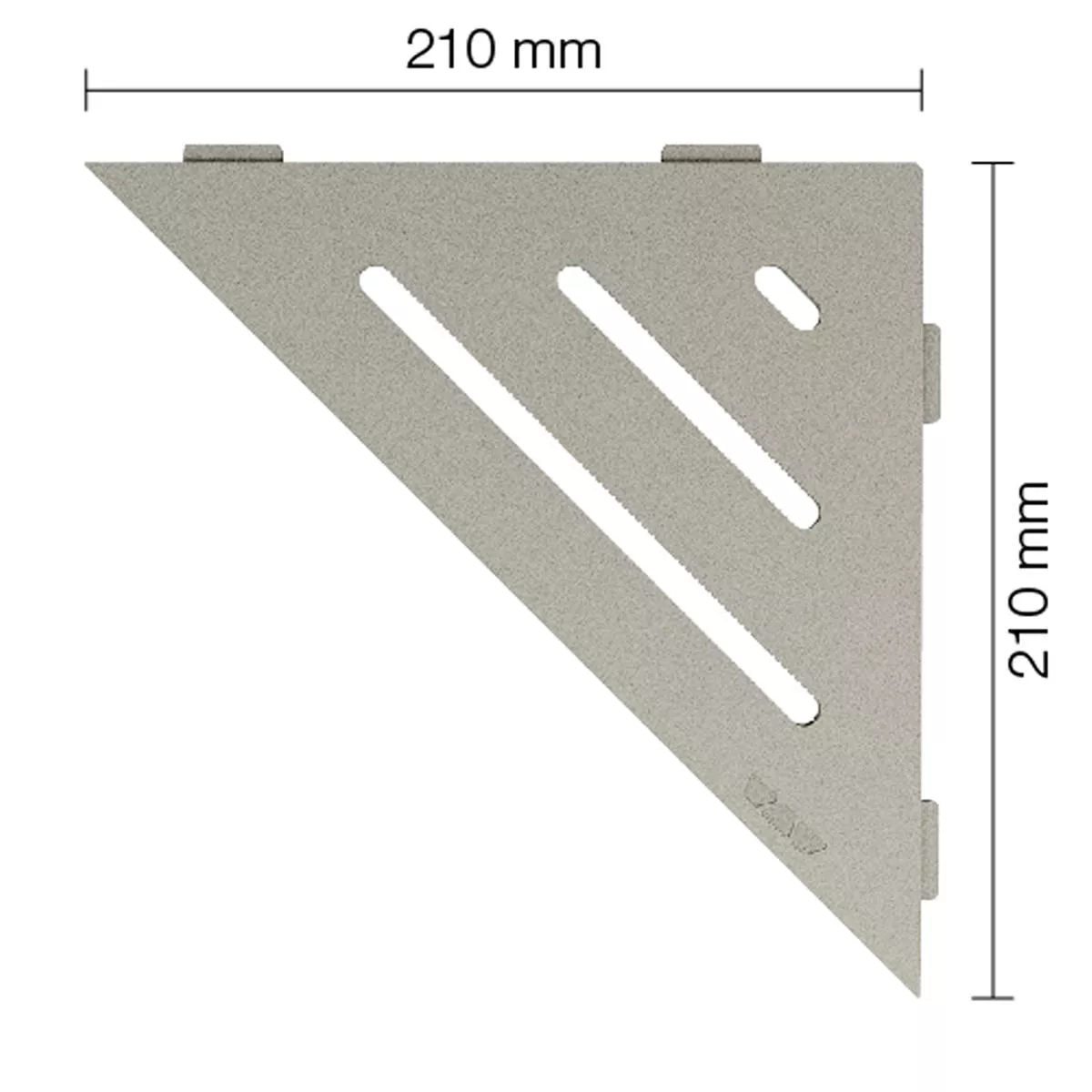 Vegghylle dusjhylle Schlüter triangel 21x21cm bølgegrå