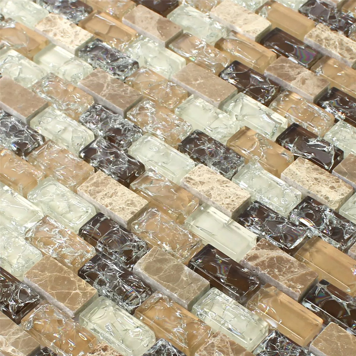 Glass Mosaikk Naturstein Knust Glass Bricks Emperador